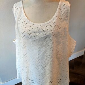 NWOT Lane Bryant Eyelet White Top Tunic Size 28